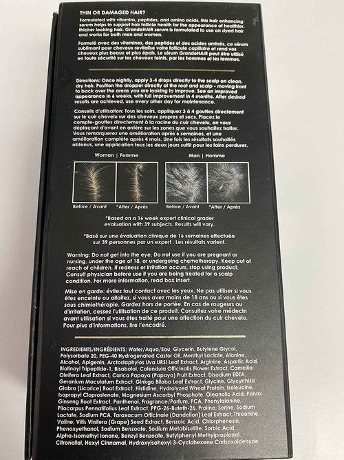 Grande Cosmetics GrandeHAIR Enhancing Hair Serum - for Men & Women, for Fuller & Thicker-Looking Hair in 8 weeks, Safe for Color-Treated Hair (40 mL)