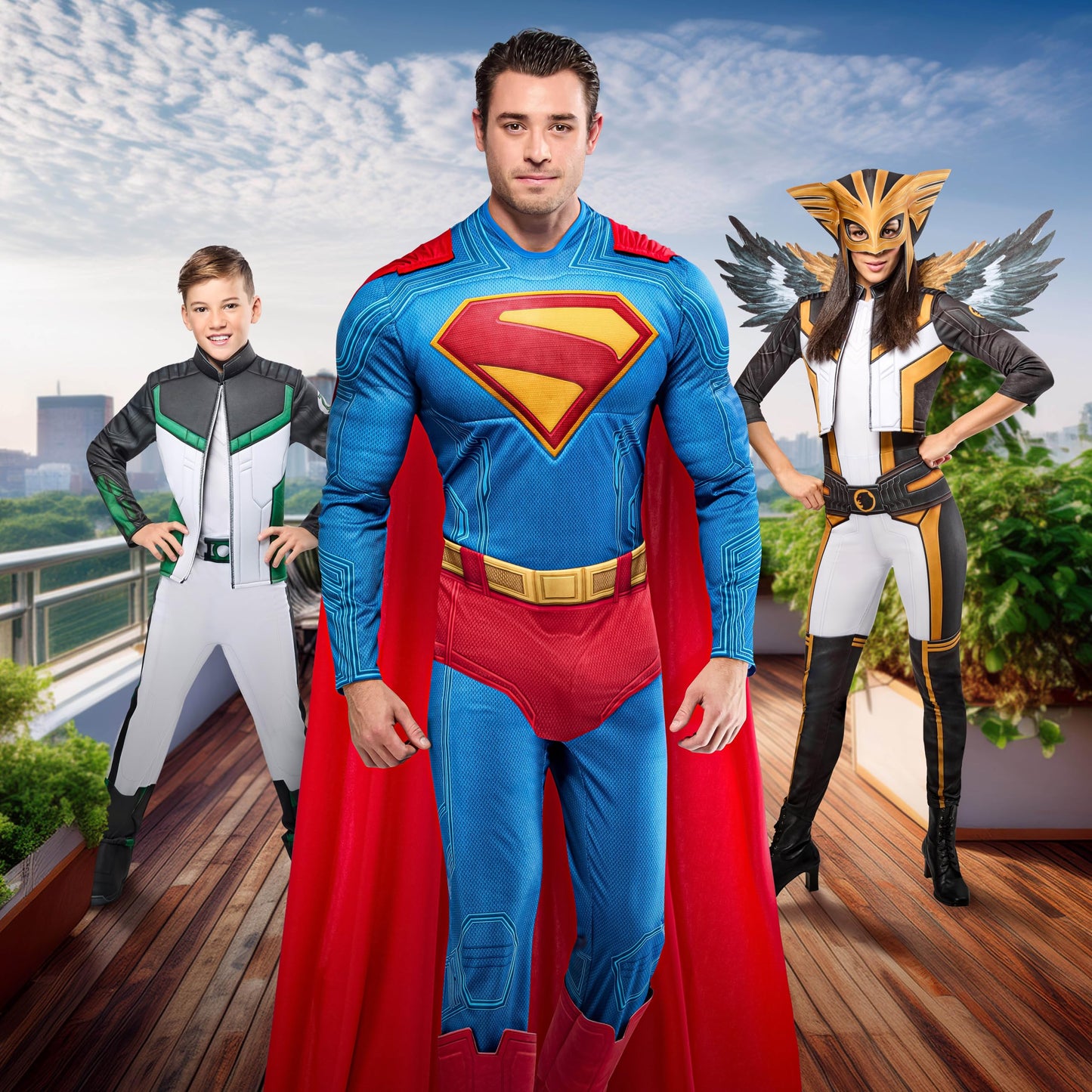 Rubies Men's Superman Deluxe Costume Jumpsuit with Shoe Covers and Cape, for Halloween and Themed Parties, Medium
