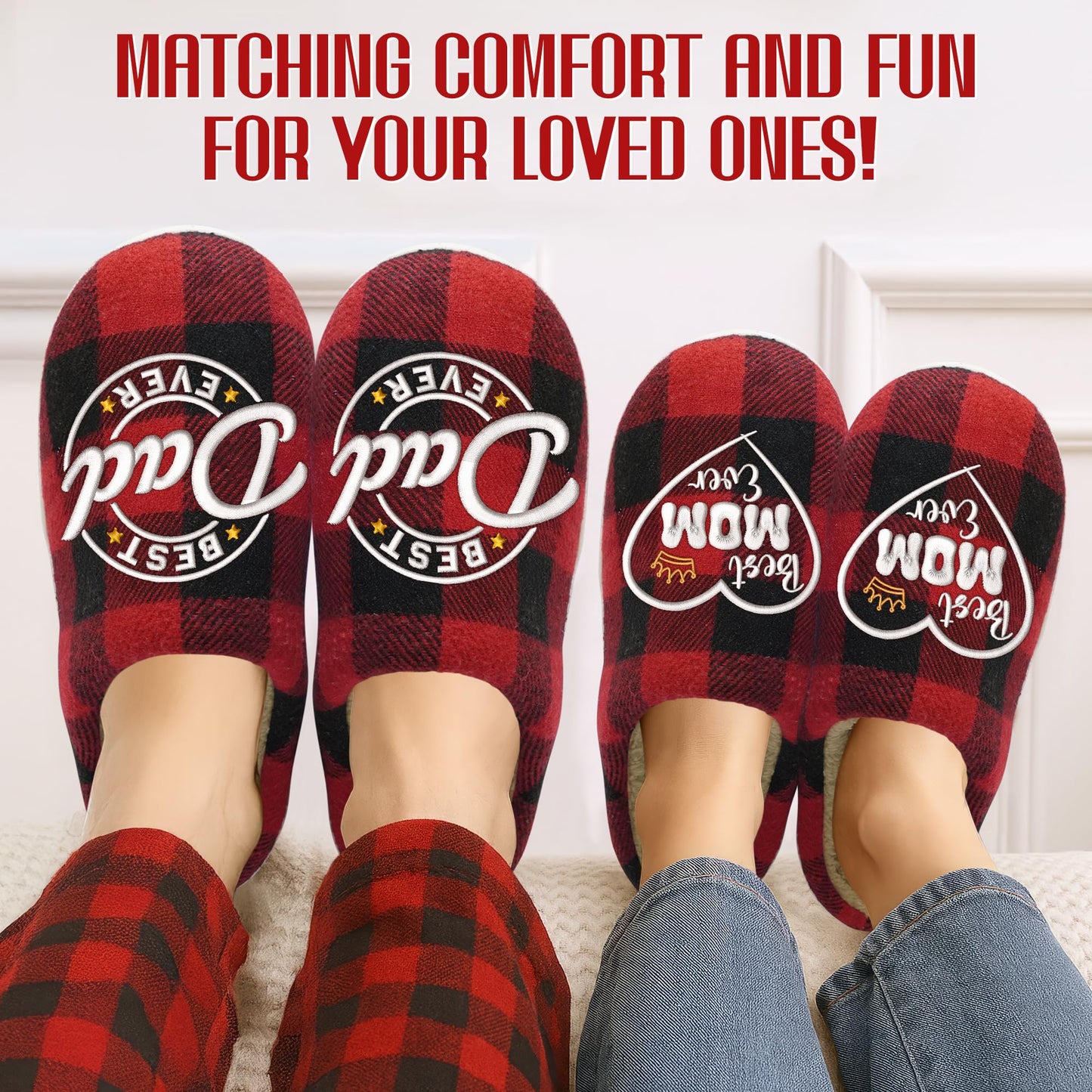 GAUDORA Dad Birthday Gift - Memory Foam House Slippers for Men Indoor and Outdoor Size 9-10 - Christmas Birthday Gifts for Dad Who Wants Nothing, Dad Gifts from Daughter Son, Mens Gift Ideas