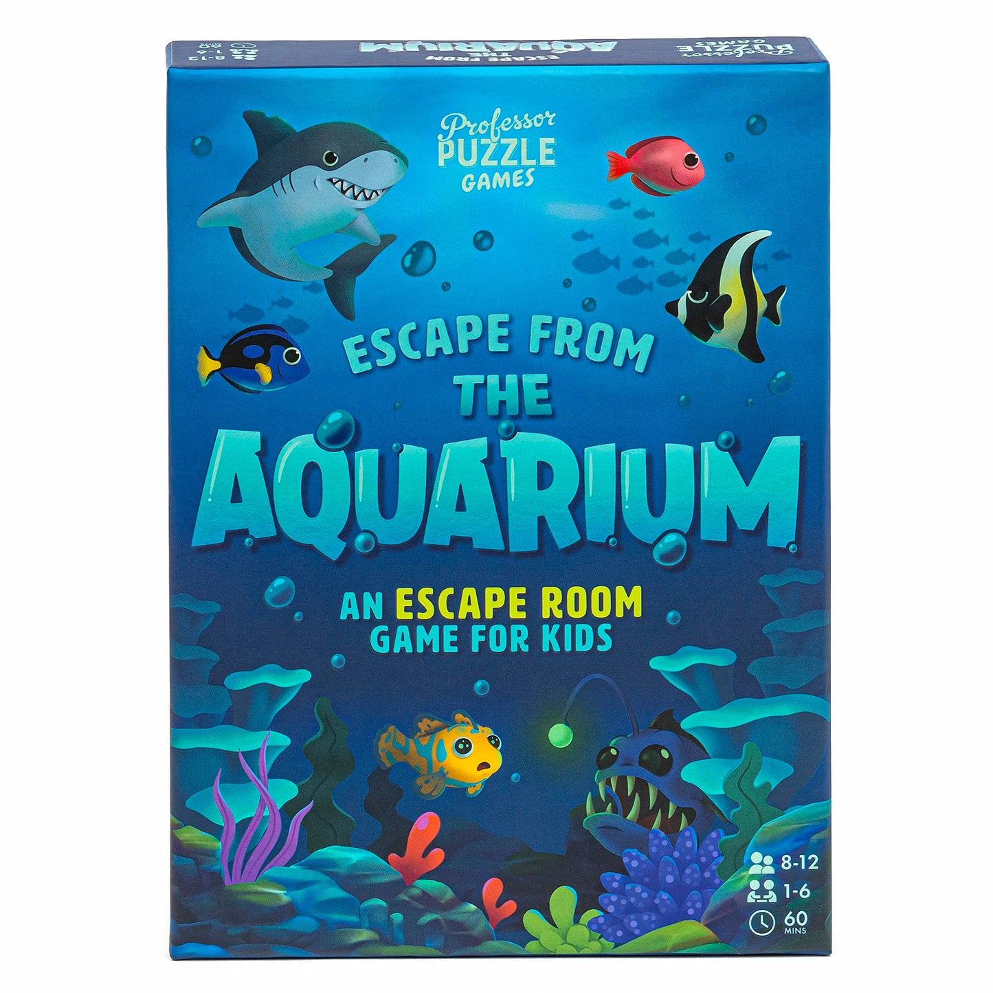 Professor Puzzle: Escape from The Aquarium - Escape Room Game, 11 Logic-Number-Observational Puzzles, Co-Op Underwater Adventure, Kids 8+, 1-6 Players