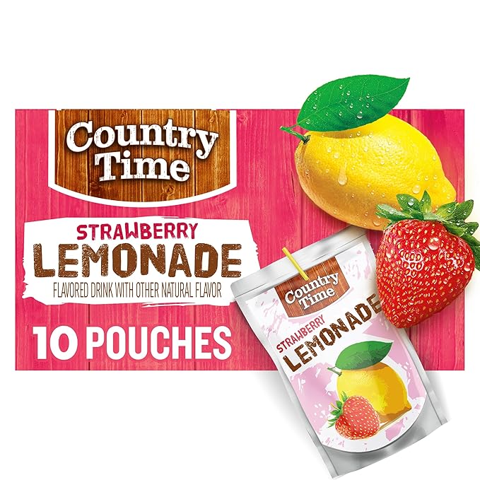 Country Time Ready to Drink Flavored with Other Natural Flavor Drink, 10 Pouches, for School Lunches and On-the-Go Hydrati...