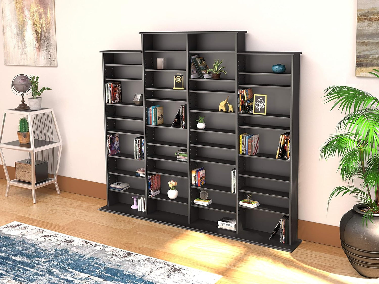 Prepac 4 Column Tall Cabinet Media Storage, 73.5" Wide, Black