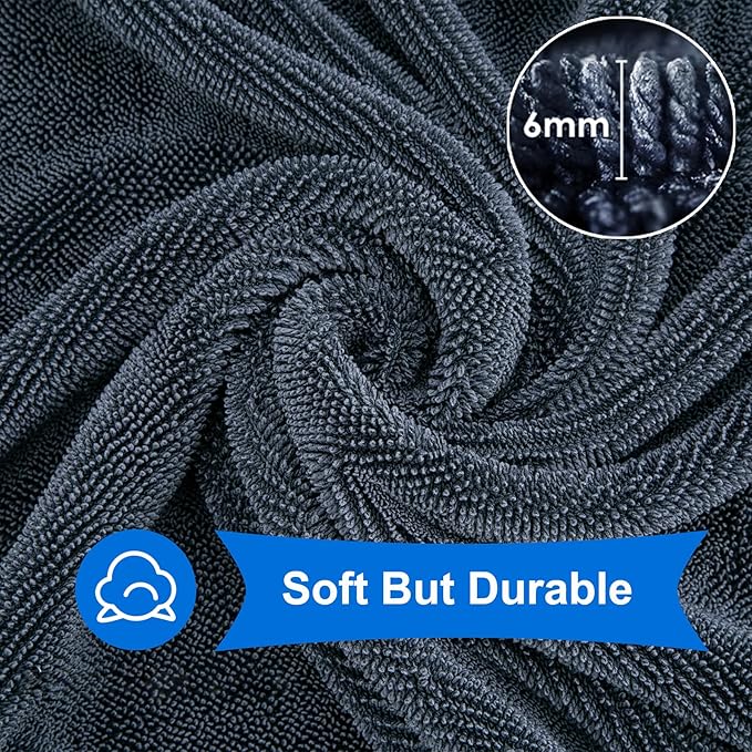 CICMOD Car Drying Towels 35"x24" Large Microfiber Towels for Car Detailing Gray - 2 Pack