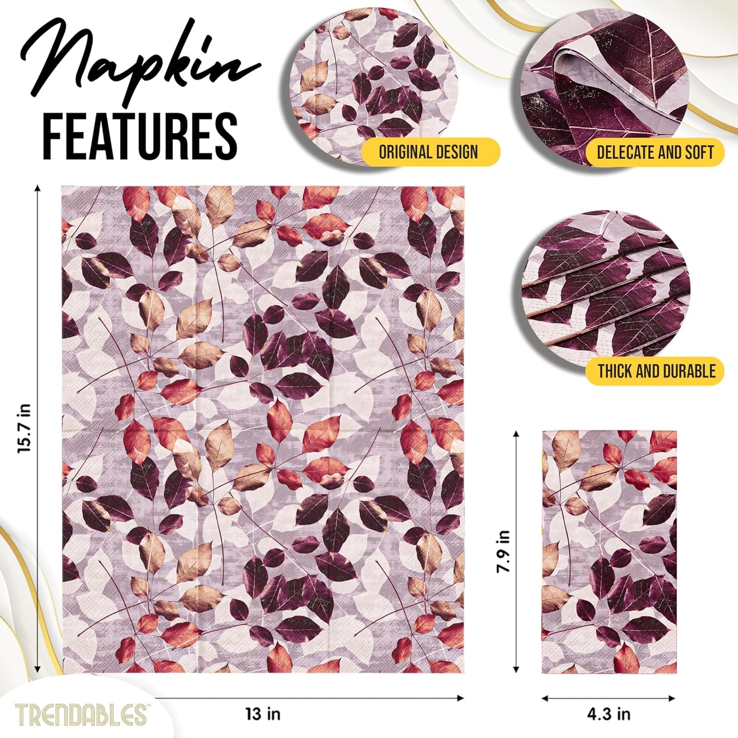 Trendables Floral Napkins for decoupage 200 Pcs 3 Ply floral paper napkins decorative Guest Towels Disposable Bathroom, Flower Design For Tea Party Decorations, Dinners & Weddings