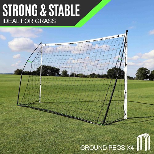 QUICKPLAY Kickster Soccer Goal, 3x5', Ultra Portable, Single Goal, Includes Net and Carry Bag, Alloy Steel, Fiberglass, Black, White