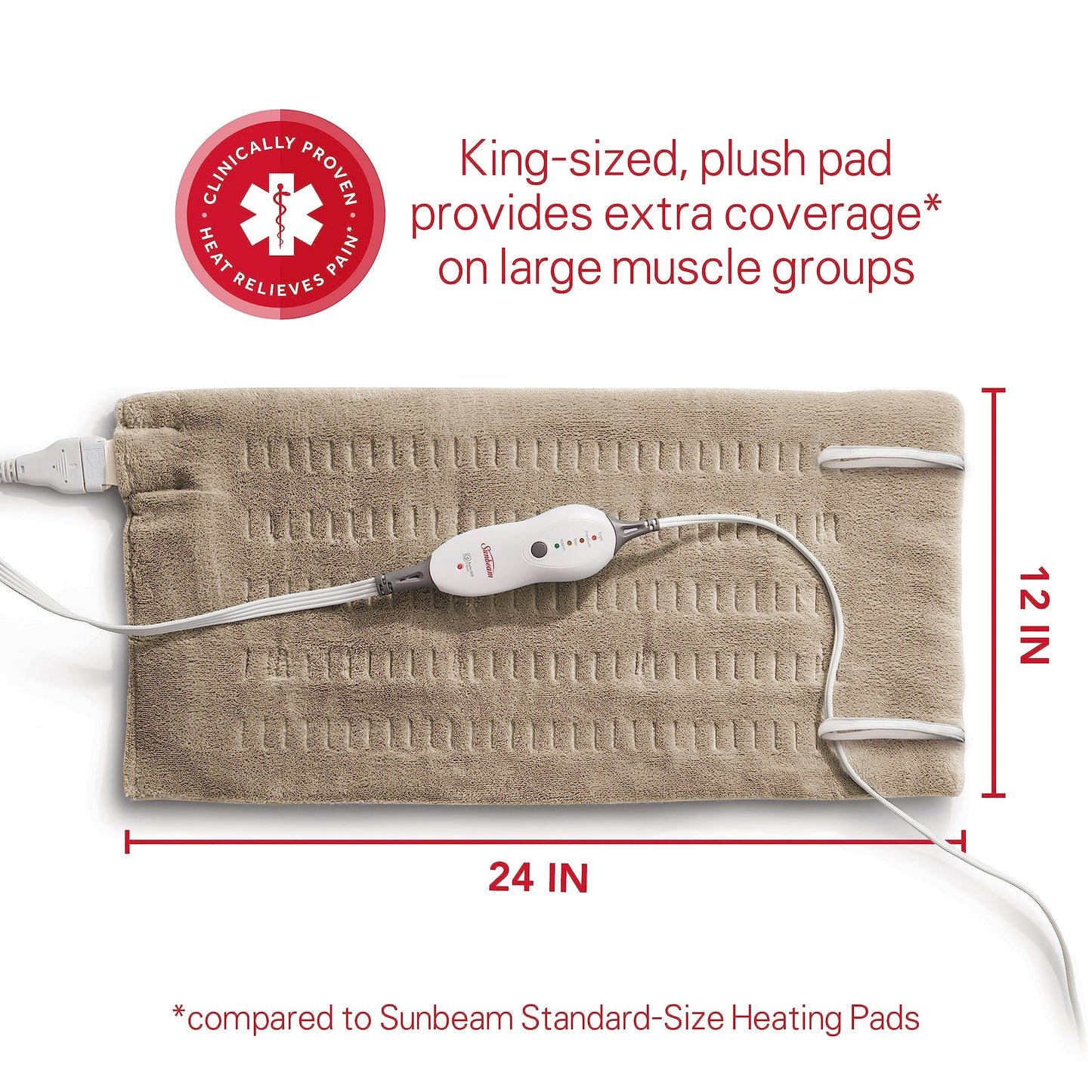 Sunbeam Premium Sunbeam Heating Pad with Compact Storage King Size Beige