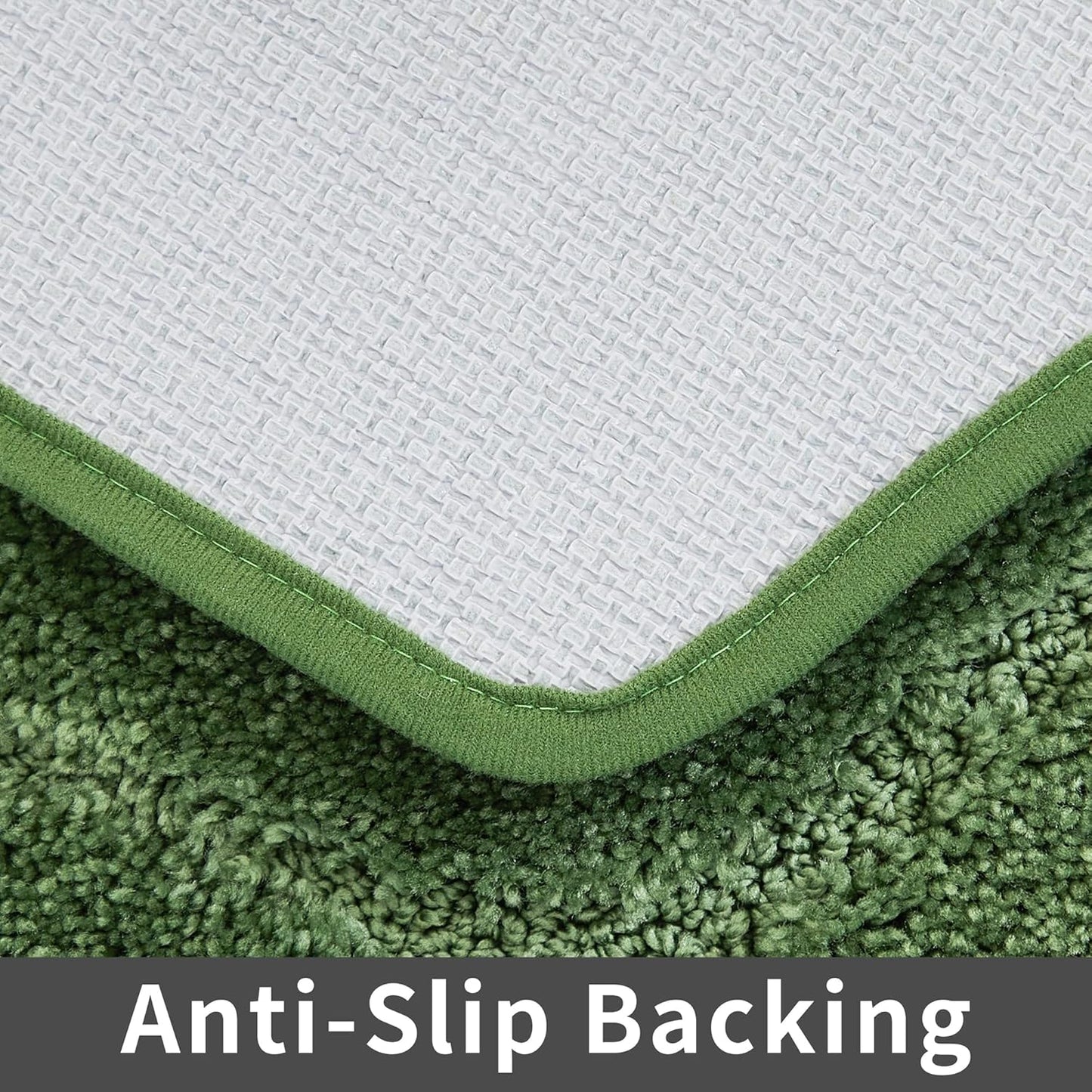 COSY HOMEER Extra Thick Bath Rugs for Bathroom - Anti-Slip Bath Linen Set Mats Soft Plush Yarn Shaggy 100% Strong Polyester Living Room Bedroom Mat Water Absorbent(Green,24x36 - Inches)