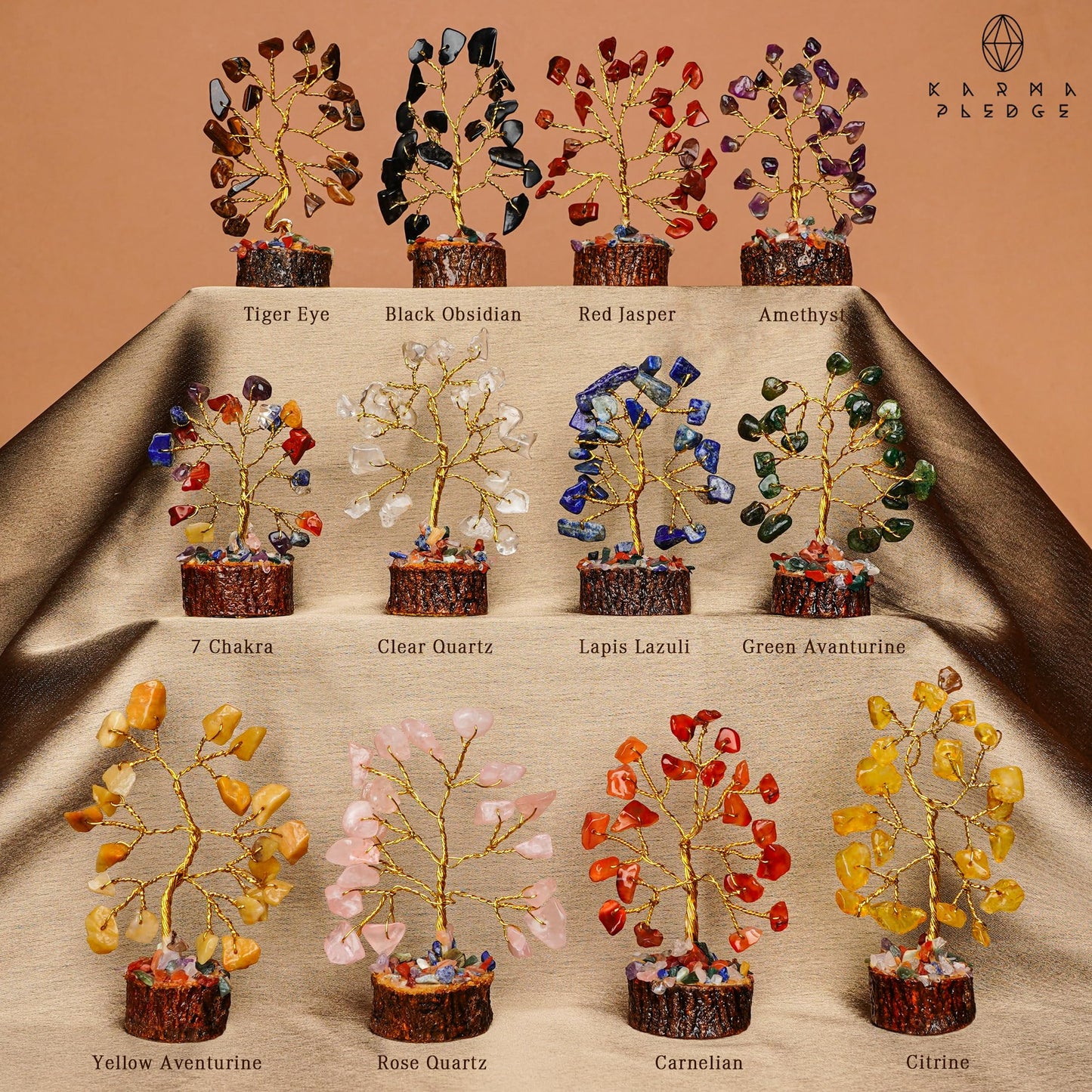 Chakra Healing Crystal Tree Set of 12, Thoughtful Gifts for Women, Office Desk Decoration, Home, Shelf Decor for Positive Energy, Money, Reiki Healing, Good Luck, Birthday Gifts for Mom Love Ones