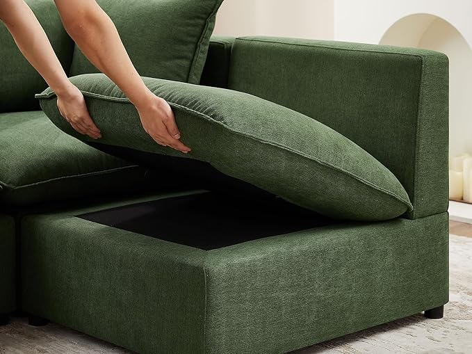 VANOMi Modular Sectional Sofa, Fully Modular Convertible Sleeper Sectional Couch with Reversible Chaise, 6 Seater for Living Room