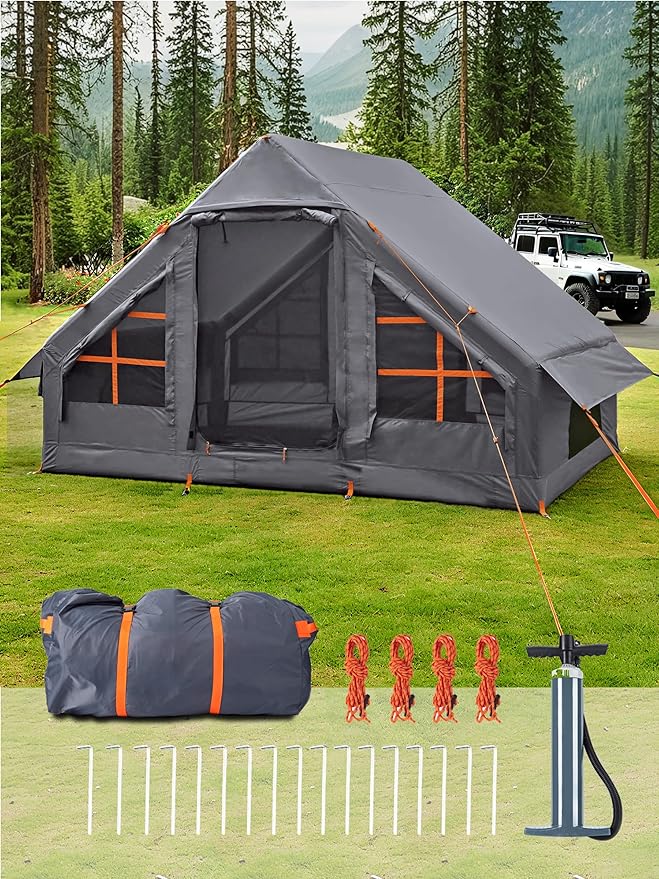 Inflatable Tents for Camping - Easy Blow Up Glamping Tent with Hand Pump, Waterproof PVC Air Inflatable Tent House for Fam...