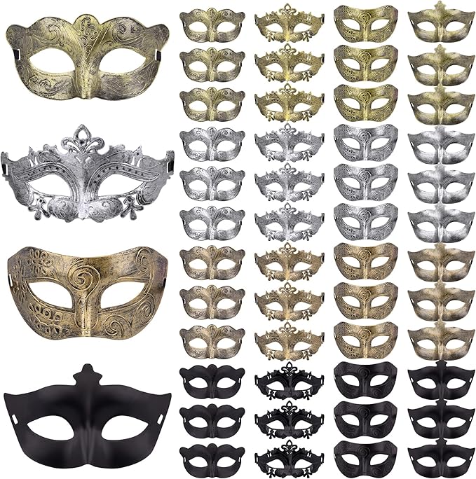 FEQO 48 Pieces Masquerade Masks Vintage Antique Masks Venetian Masks