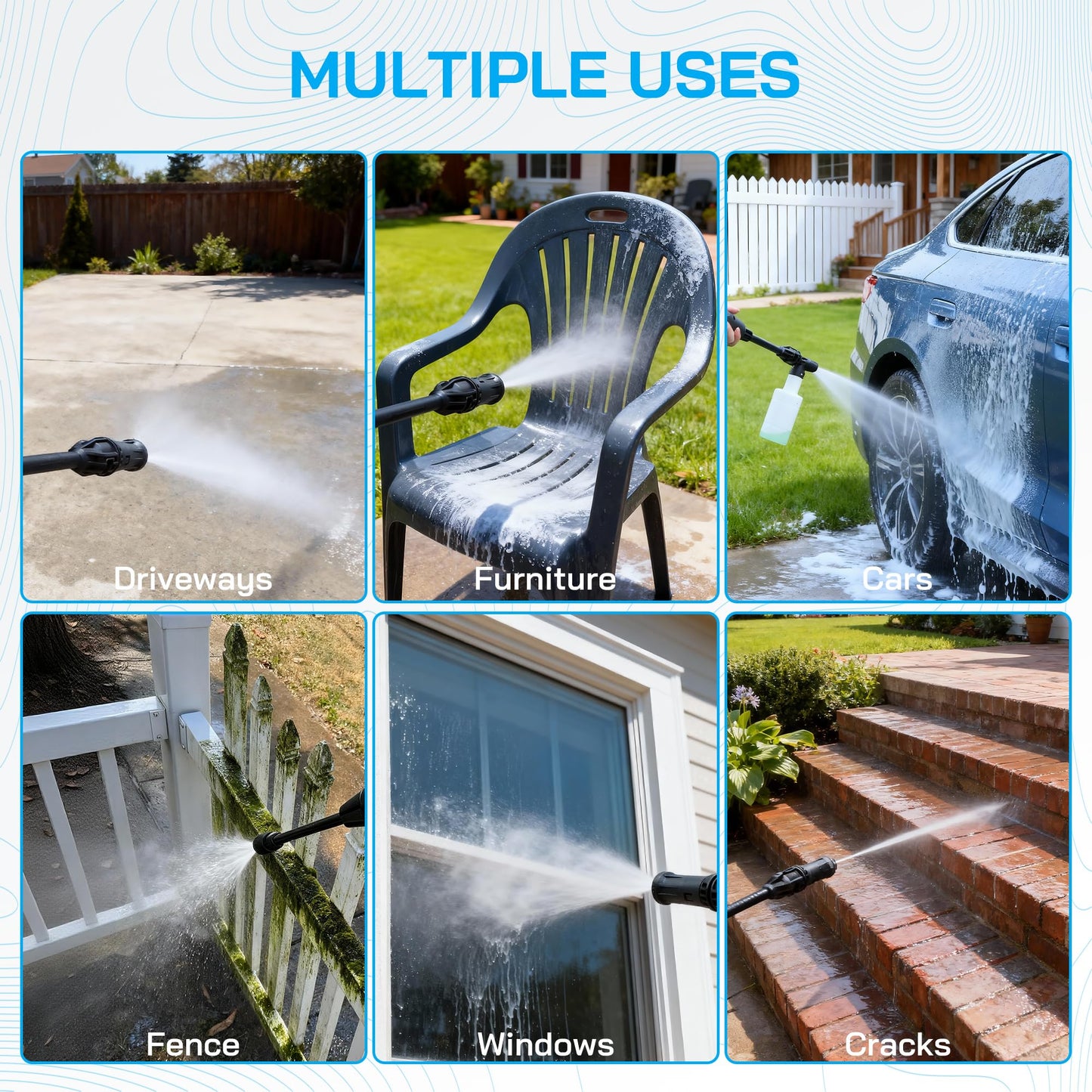Electric Pressure Washer Power Washer Electric Powered Power Wash Power Washers with Adjustable Nozzle, Pressure Cleaning Machine with Foam Cannon for Cars, Fences, Driveways, Patios, Home Cleaning