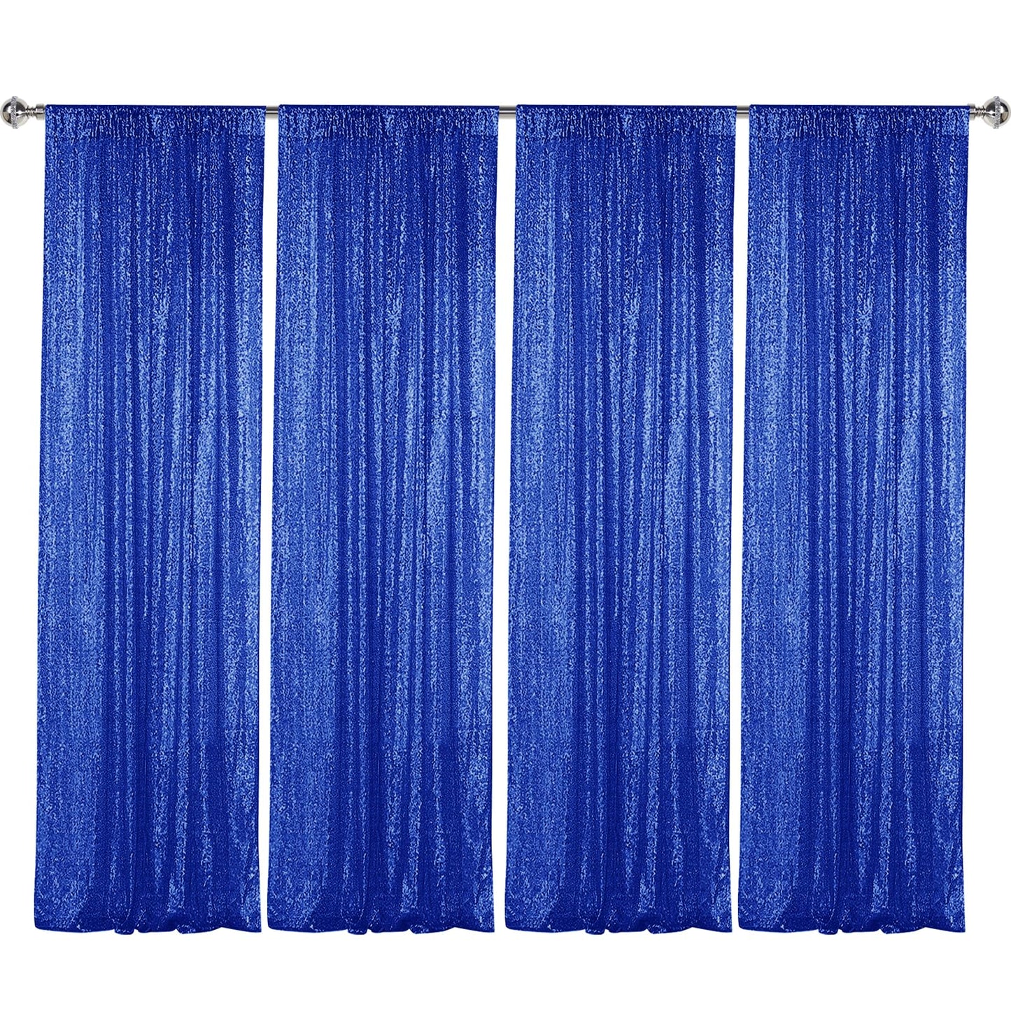 Sugargirl Navy Blue Sequin Backdrop Curtain 4 Panels 2FTx8FT Glitter Navy Blue Background Drapes Sparkle Photography Backdrop for Party Wedding Birthday Wall Decoration