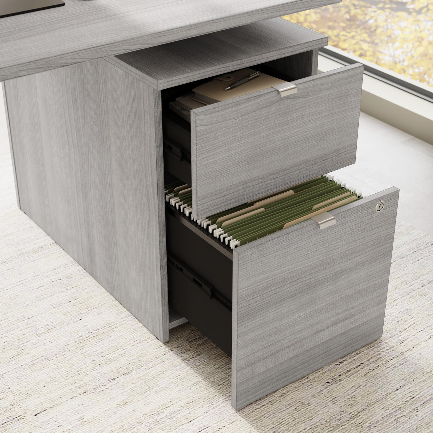 Bush Business Furniture 72-inch Electric Height Adjustable Standing Desk with Drawers, Ergonomic Sit-Stand Computer Table for Office, Stratus Collection, Platinum Gray with Metallic Gray Base