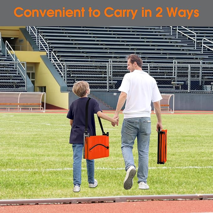 Halituny Stadium Seat for Bleachers with Back Support, Portable Bleacher Seat with Wide Comfy Padded Cushion, Metal Hook, Folding Stadium Chair with Shoulder Strap, Carry Handle, Cup Holder