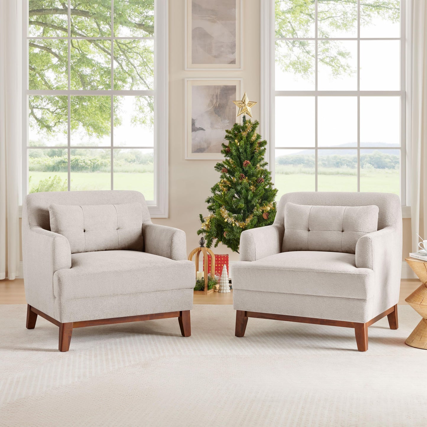 VANOMi Modern Accent Chair with Terry Fabric, Upholstered Armchair with Spring Package Cushion & Solid Wood Frame, Comfy Lounge Chair for Living Room, Bedroom, or Reading Corner, Terry, Camel