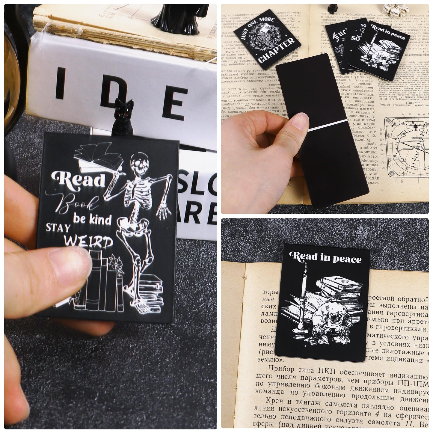 Gothic Skeleton Magnetic Bookmarks: 8 Pcs Horror Skull Magnet Book Page Markers Black Romance Book Mark for Reading, Gifts for Women Men Book Lovers Office School Supplies