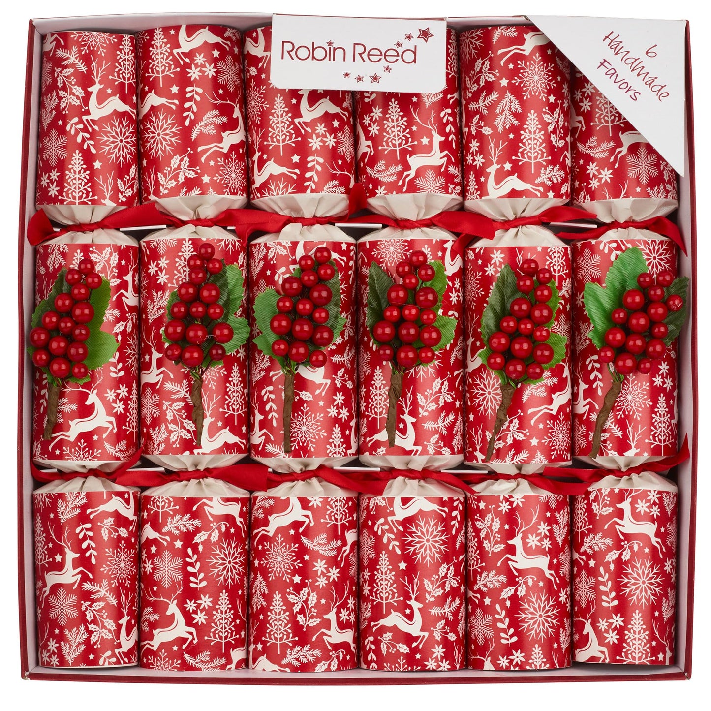 Olde English Crackers Scandi Berry Christmas Party Favors - Set of 6 favors with luxury gift enclosed for all holiday party occasions