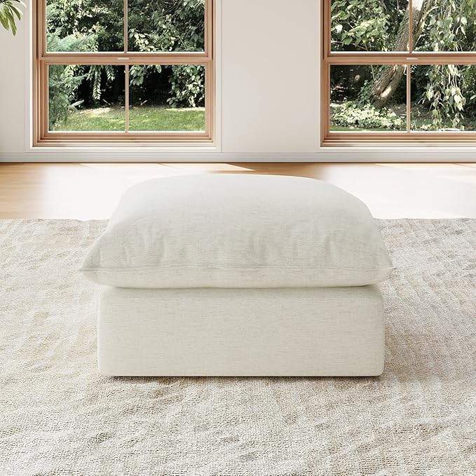 Forest aesthetics Cloud Modular Sectional,Ottoman Waterproof High Backrest Sectional Sofas,Down Filled Modular Couch with Removable Washable Cover for Living Room,Cream White