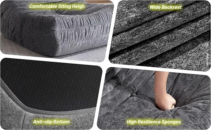 HABUTWAY Bean Bag Chair, Giant Bean Bag Chairs for Adults, Fireside Chair, Lazy Large Floor Bean Bag Sofa for Living Room, Bedroom, Dorm, Office (Grey)