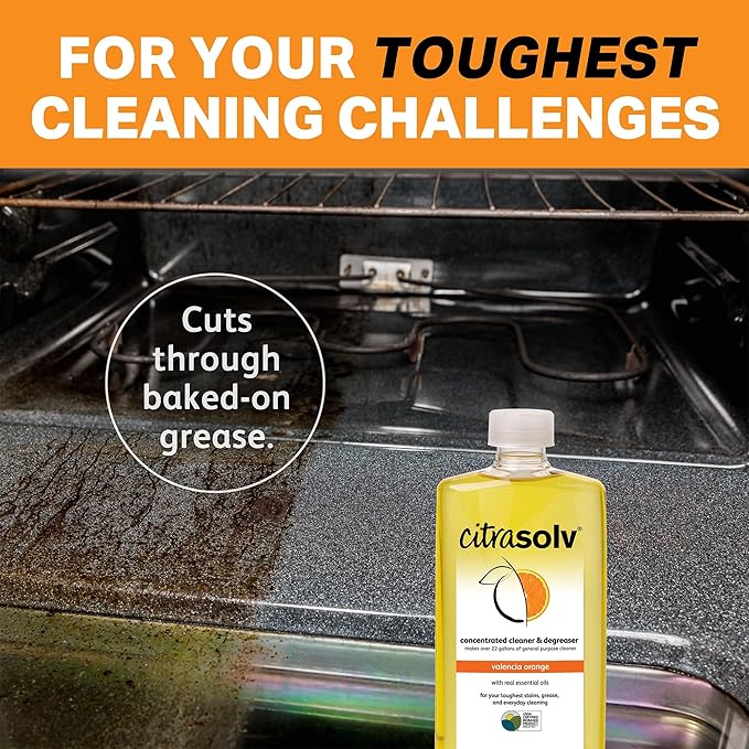 Citra Solv Concentrated Household Cleaner & Degreaser -Valencia Orange Scent 8 fl oz Safe, Effective, and Versatile Cleaning Solution, Natural Ingredients Non Toxic,Biodegradable, Made in USA (3)