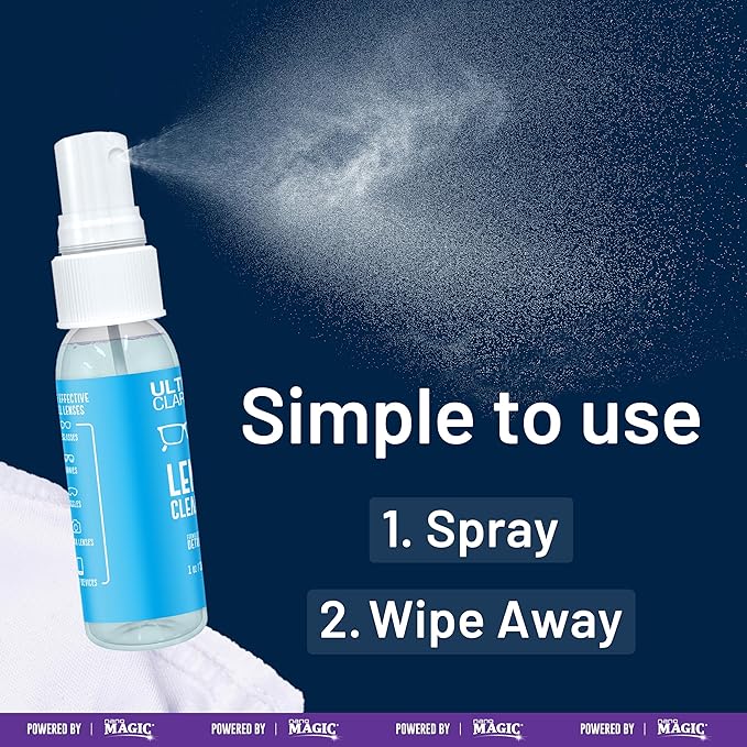 Powered by Nano Magic Eyeglass Lens Cleaning Spray 7oz Value Pack | 1oz Spray, 6oz Refill, Microfiber Cloth | For Glasses, Phone, Electronic Screens, Optic Surfaces, Coated Surfaces