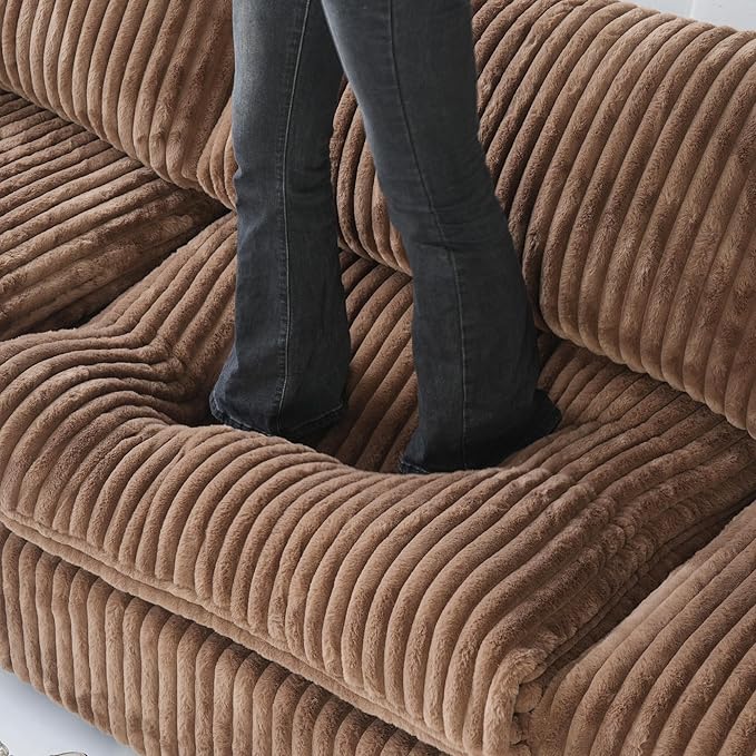 Cloud Modular Sectional Sofa,157" Oversized 7 Seater Sofa,V Shaped Couch with Storage Ottoman,Plush Sofas for Living Room,Comfy Couch with Chaise,Covers Washable&Replaceable (Brown)