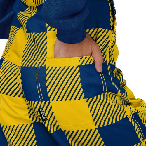 FOCO Michigan Wolverines NCAA Womens Plaid Bib Overalls - XL