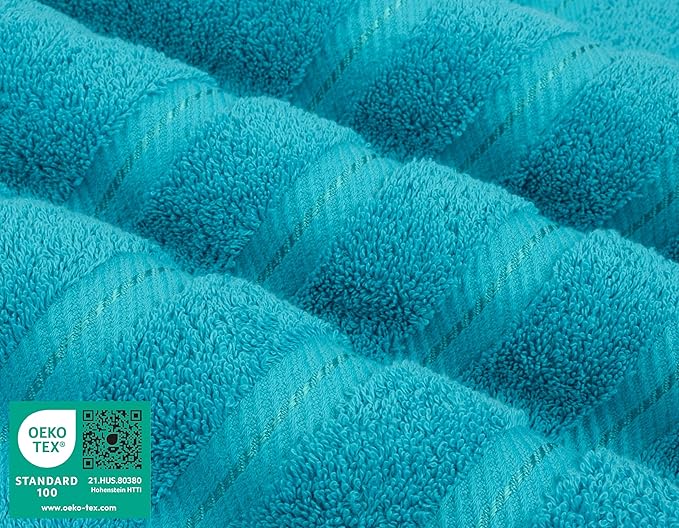 American Soft Linen Premium 3 Piece Towel Set, 1 Bath Towel 1 Hand Towel 1 Washcloth, 600 GSM 100% Cotton Turkish Towels for Bathroom, Aqua Blue Towel Set