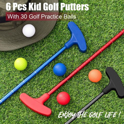 Lenwen 6 Pcs Golf Putter for Men Women Adjustable Length Two Way Putter Right or Left Handed Golfers Mini Golf Club with Practice Balls for Adults