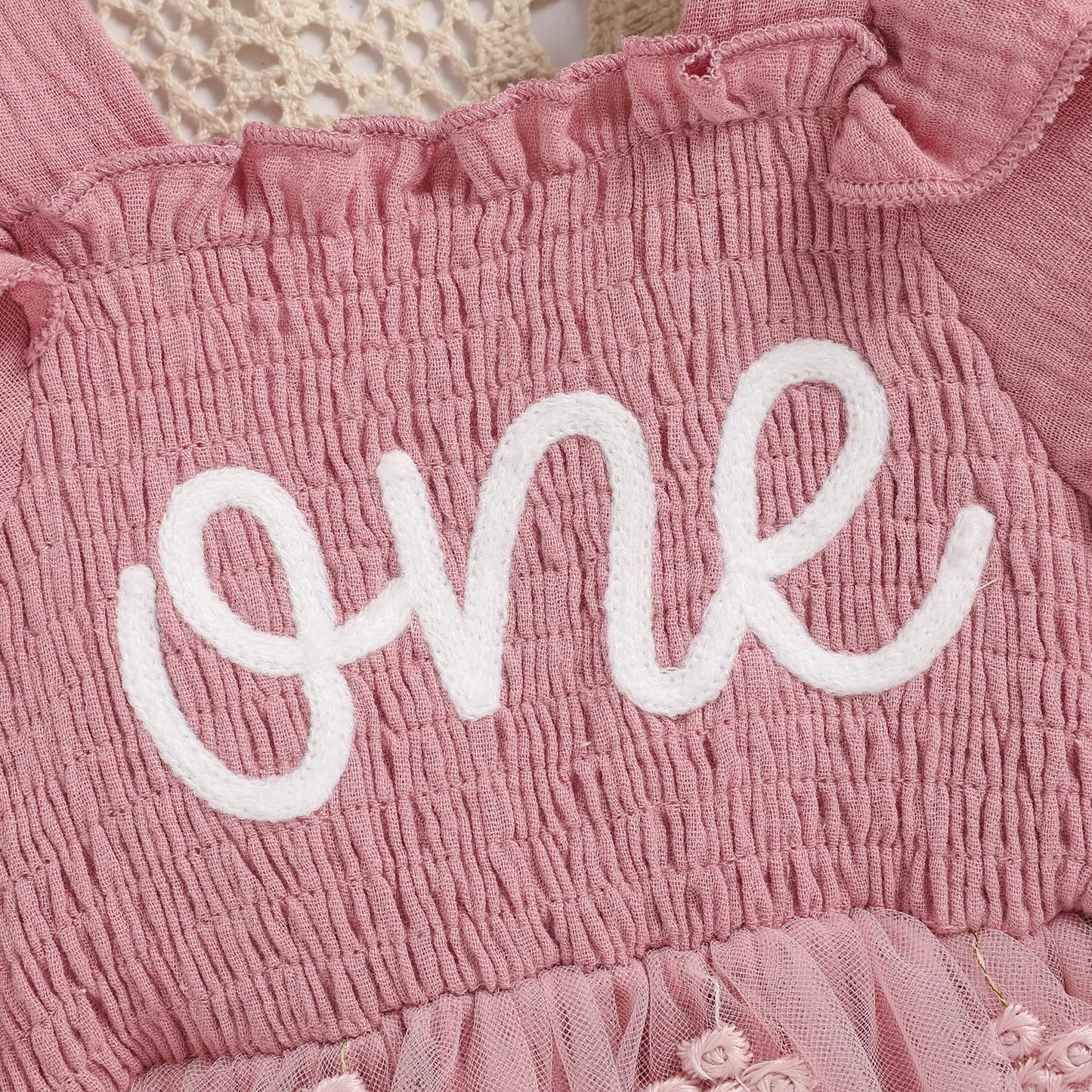 TITKKOP Baby Girl 1st Birthday Clothes One Year Old Tulle Romper Long Sleeve Bodysuit Cake Smash Outfits(rose pink,12-18M)