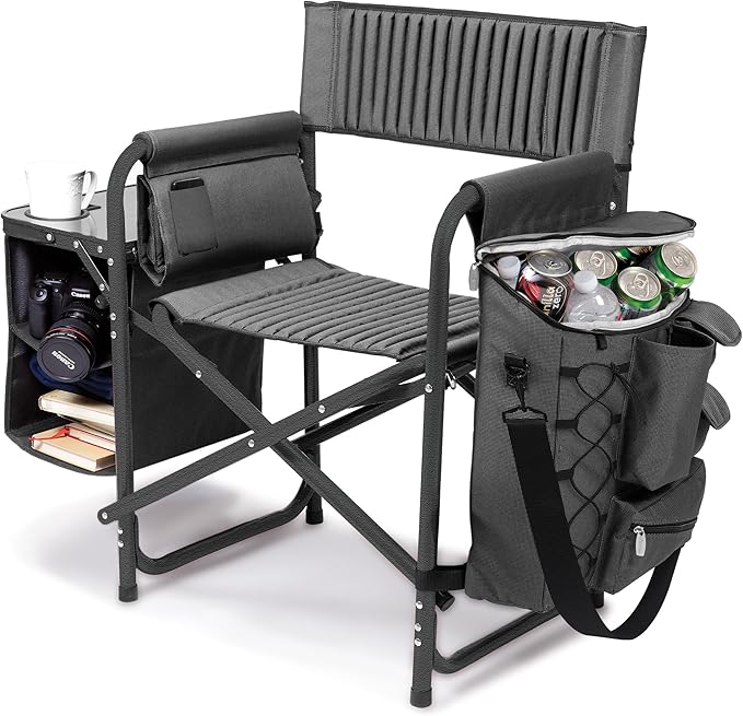 PICNIC TIME Fusion Camping Chair with Side Table and Soft Cooler, Outdoor Foldable Padded Camping Chairs with Cup Holder f...