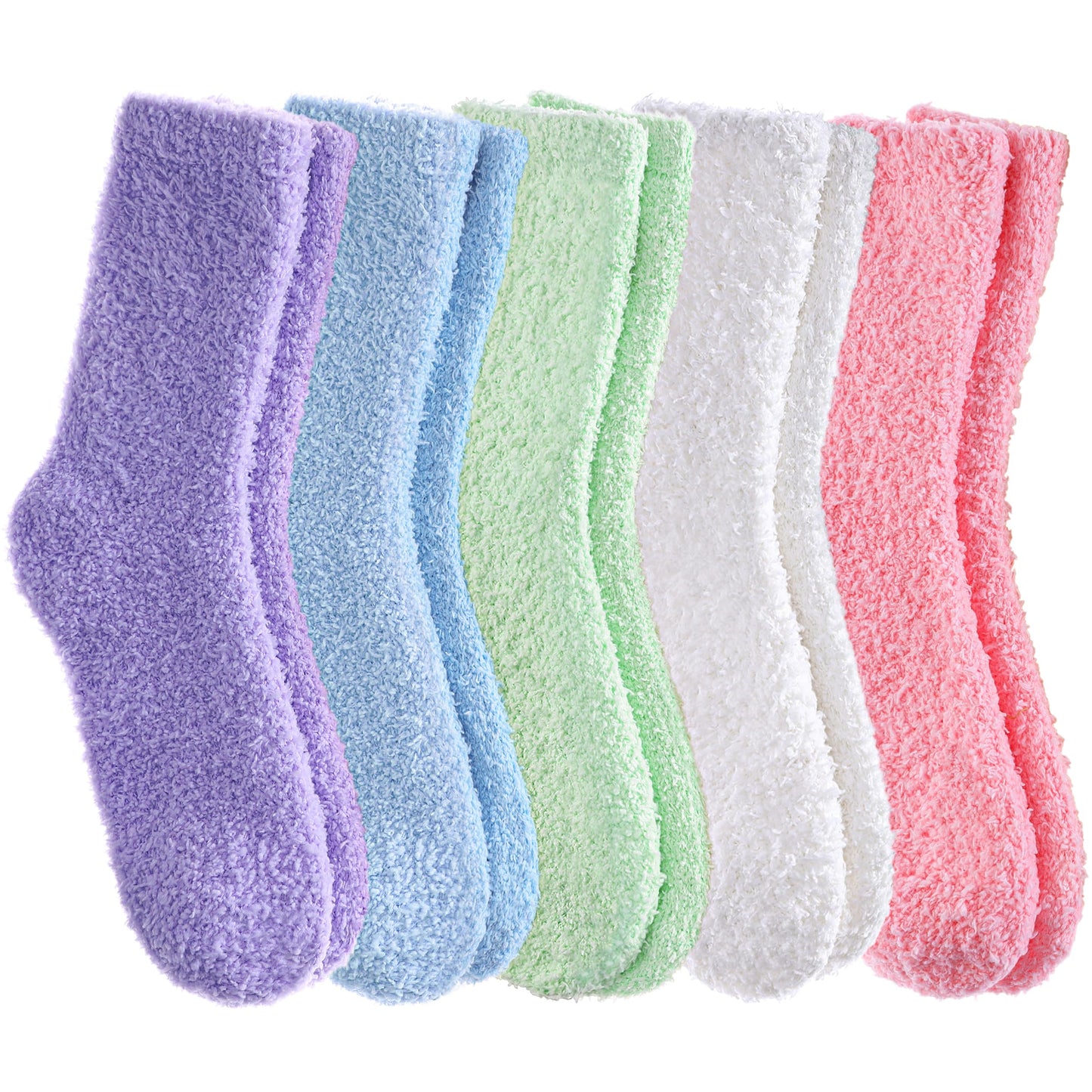 FANZERO Fuzzy Socks for Women Cozy Fluffy Slipper Socks Soft Warm Winter Fleece Plush Sleeping Gift Socks 5 Pairs Rainbow A