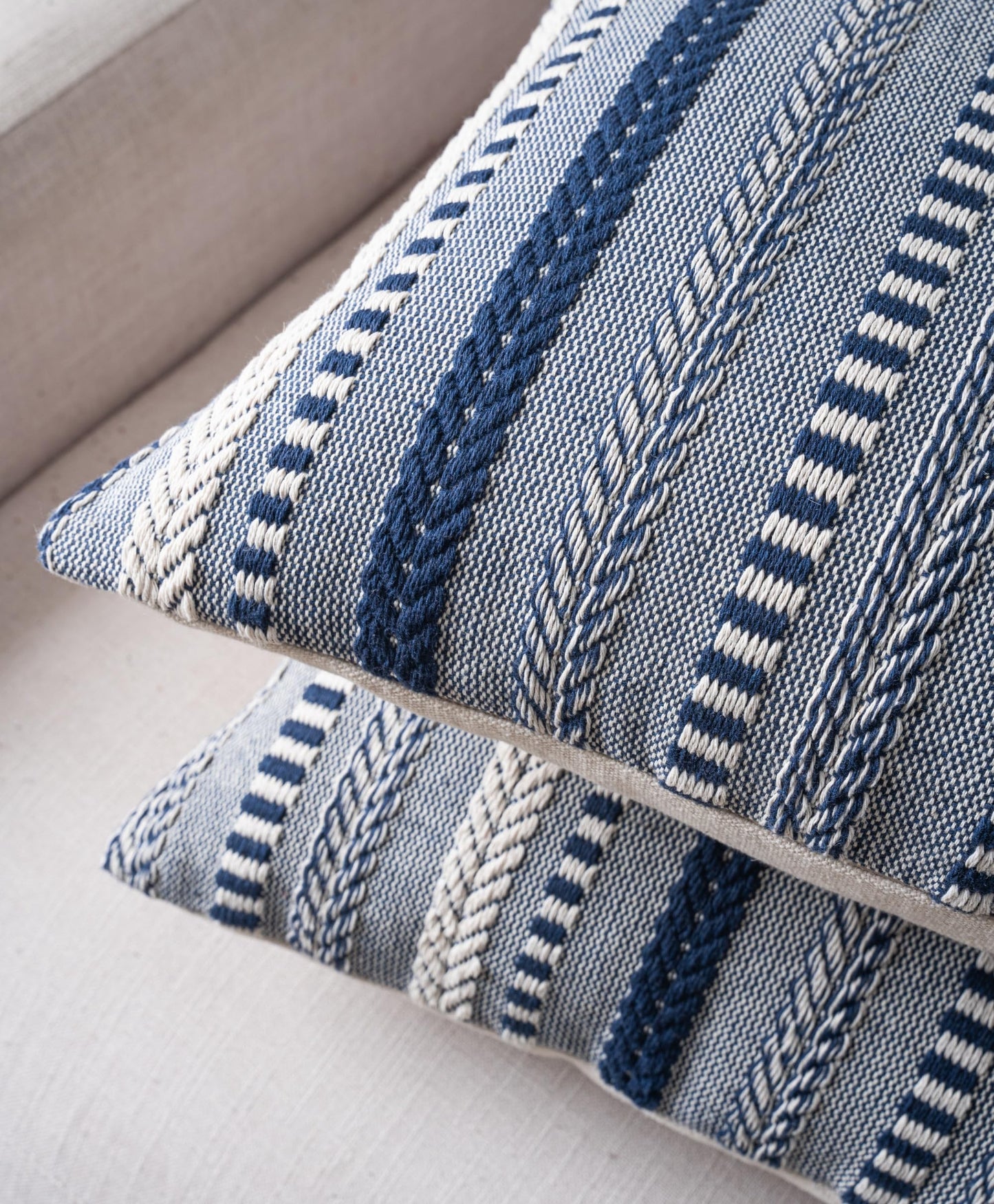 Cethom Boho Throw Pillow Covers 18x18 Inch Set of 2, Farmhouse Decorative Couch Pillow Cases, Navy Blue Accent Pillows of Bed, Sofa Bedroom Living Room Home Decor Cushion Cover