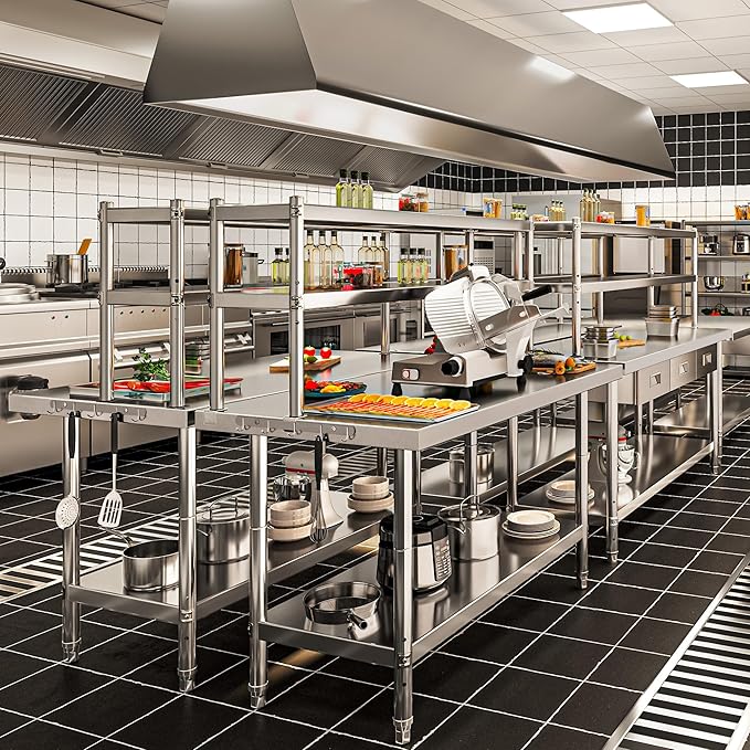 YITAHOME NSF Stainless Steel Table with Overshelves, 30" X 24" Work Table with 30" X 12" Shelf, Metal Table Prep Table for Home Kitchen Restaurant Garage Warehouse