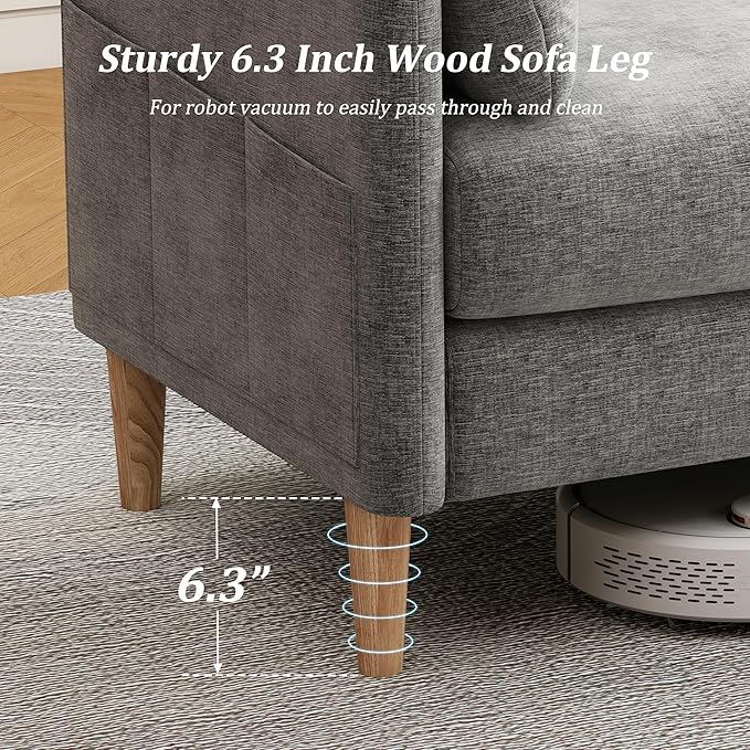 Hanherry Loveseat Sofa, 64.6" Small Couch for Living Room, Comfy Chenille Fabric Love Seat for Bedroom with Throw Pillow,Removable Cushion Cover,Couches for Small Space,Apartment,Dorm