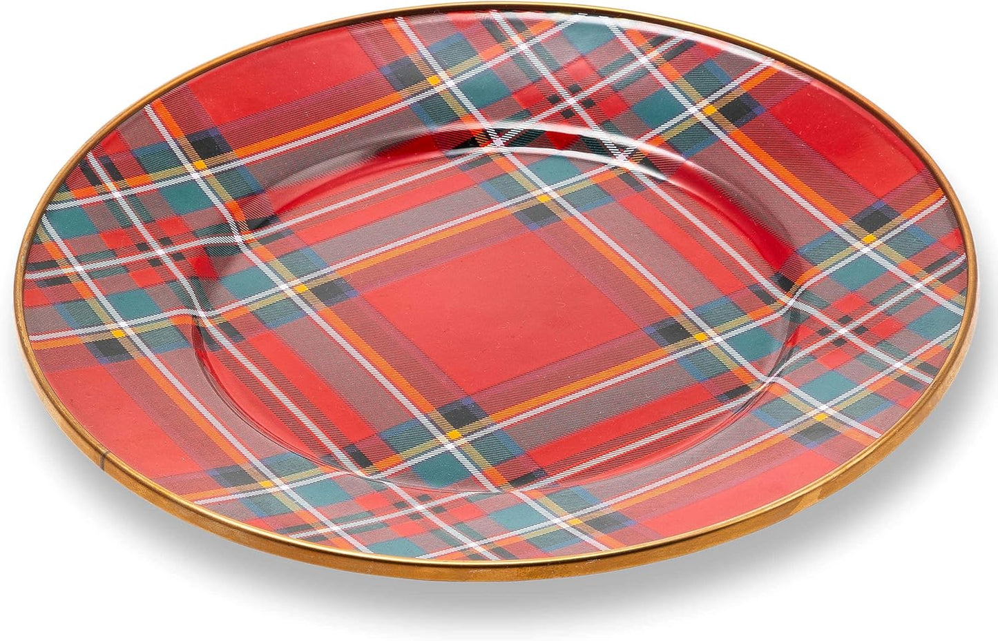 MACKENZIE-CHILDS Enamel Dinner Plate, Decorative Dinnerware Plate, 10 Inches, Tartastic