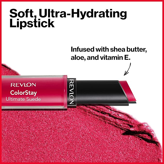 REVLON ColorStay Ultimate Suede Lipstick, Longwear Soft, Ultra-Hydrating High-Impact Lip Color, Formulated with Vitamin E, Influencer (099), 0.09 oz