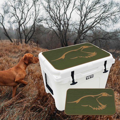 USATuff SeaDek EVA Mat Cooler Pad fits YETI 35 Tundra | Peel & Stick Application | Non Slip Comfort Accessories - Duck Solo Hunting Outdoorsman (OliveGreen-Mocha)