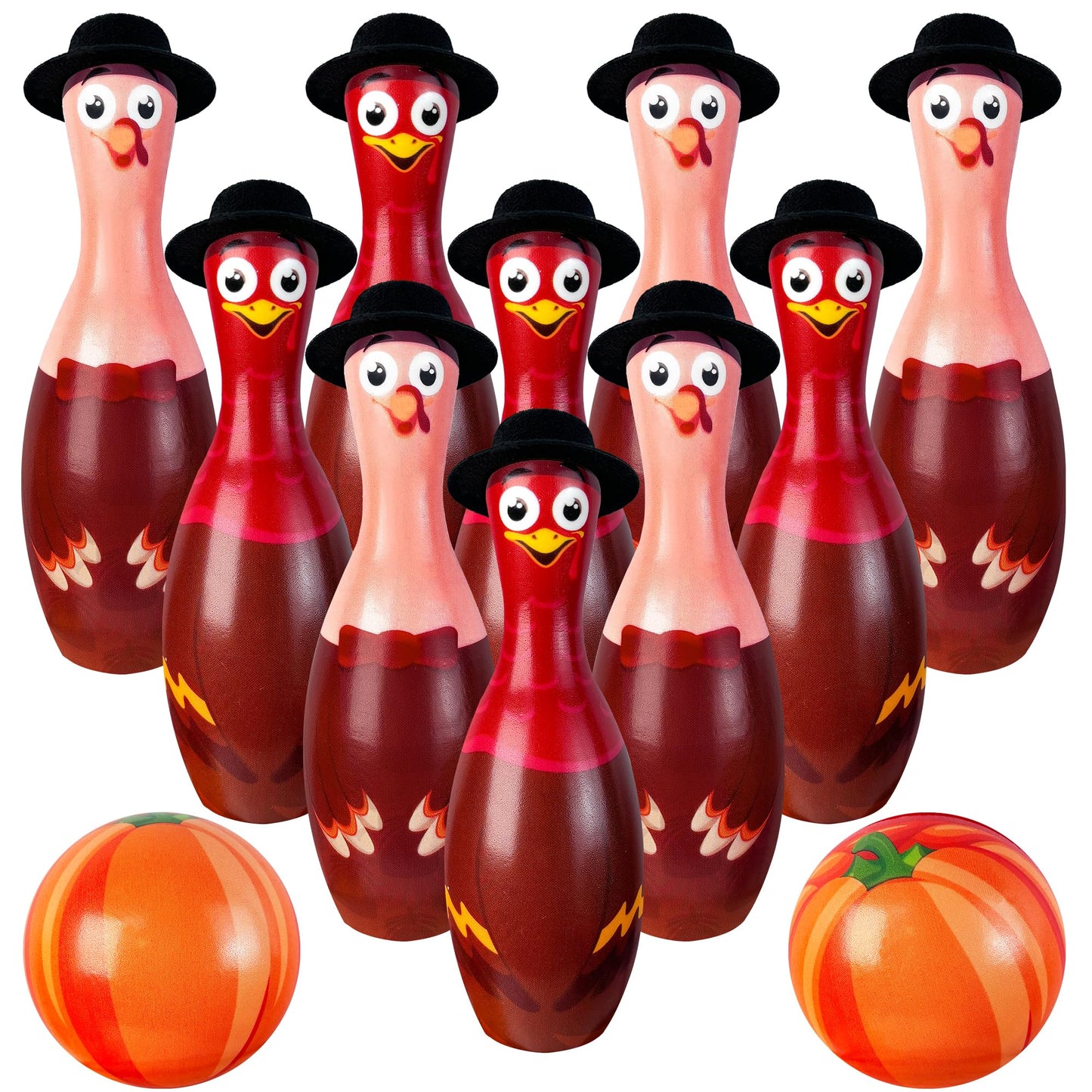 Fall Festival Thanksgiving Bowling Games for Kids Adults, Fall Thanksgiving Party Favors Games Outdoor Indoor Turkey Hat Game for Kids Carnival Toys Family Friendsgiving Gifts Thanks giving Decoration