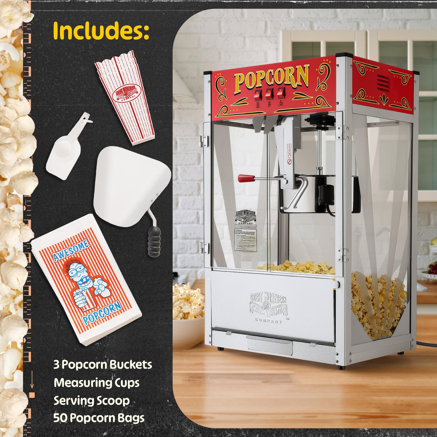 Great Northern Midway Marvel Commercial Quality Popcorn Popper Machine 16 Ounce