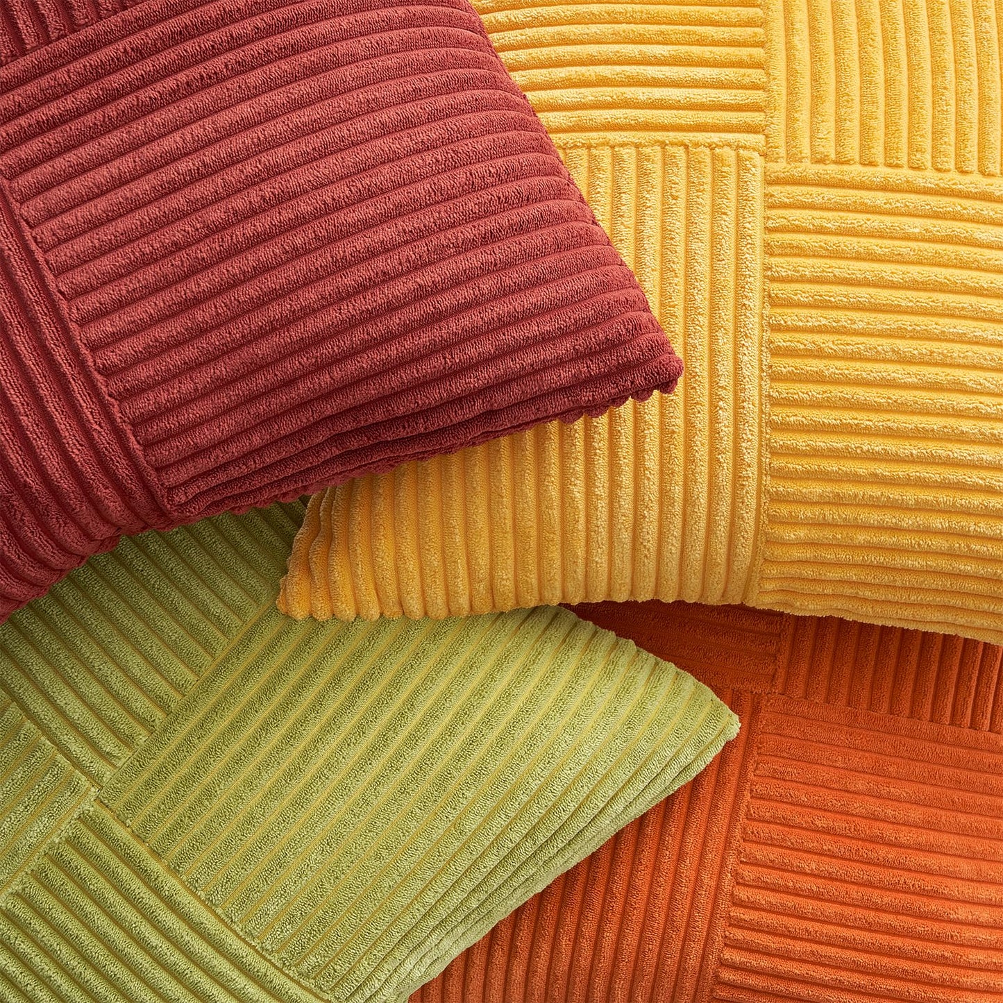 Topfinel Fall Burnt Orange Decorative Throw Pillows Covers 18x18,Soft Corduroy Square Throw Pillow Covers Set of 4,Western Farmhouse Cushion Cover for Couch Sofa Bedroom(Terracotta,Rust,Yellow)