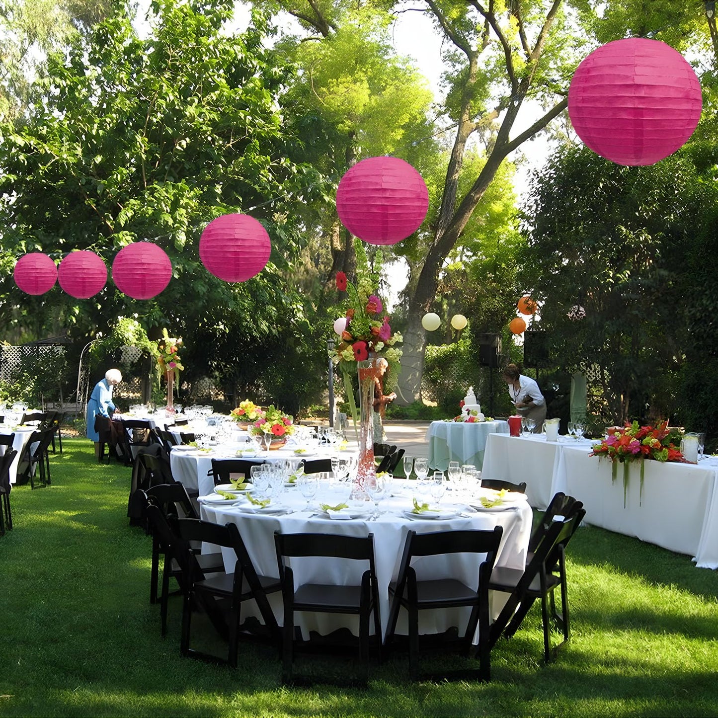 20Pcs Fuchsia Paper Lanterns for Parties, 6” 8” 10” 12” Chinese Asian Hanging Round Paper Lanterns for Birthday Wedding Halloween Christmas Home Decor Party Decor