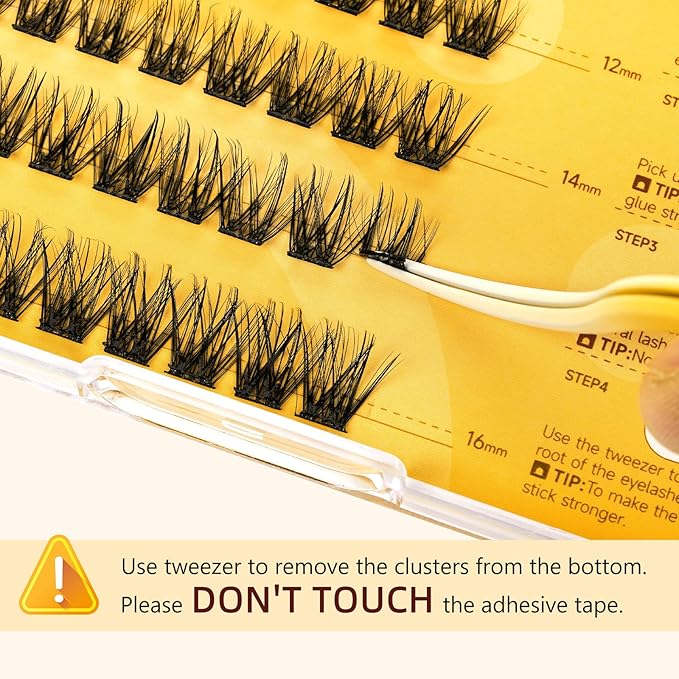 QUEWEL Self Adhesive Eyelashes Kit, Press On Lashes Pre Glued Eyelash Clusters Self Stick Cluster Lashes No Glue No Remover Needed DIY Lash Extension Kit for Beginners (ZN-01)