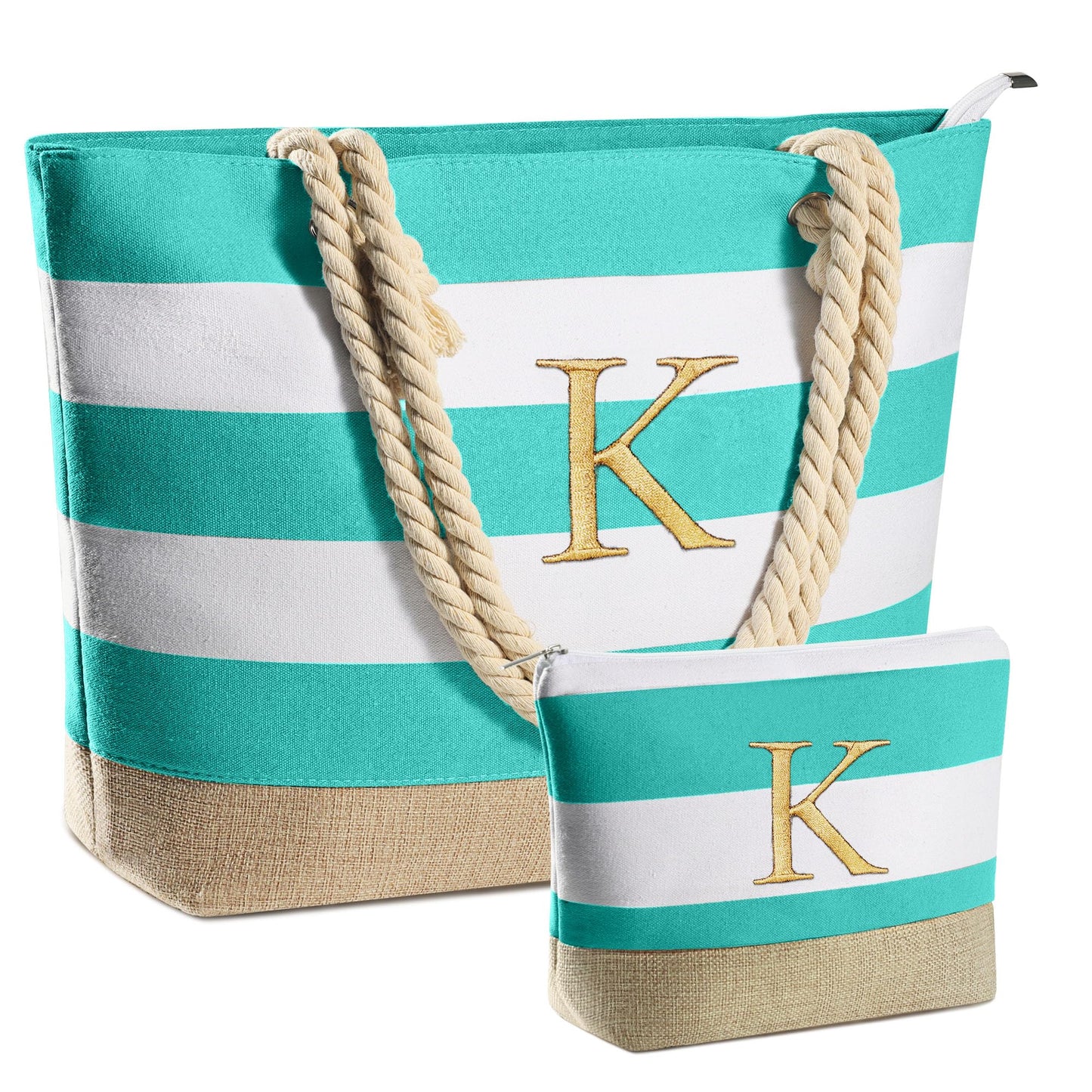 YOOLIFE Travel Gifts for Women - Travel Beach Tote Bag Monogram Waterproof Pool Bag, Personalized Birthday Gifts for Women Mom Girlfriend Friend Female Appreciation Gift for Teacher Blue K