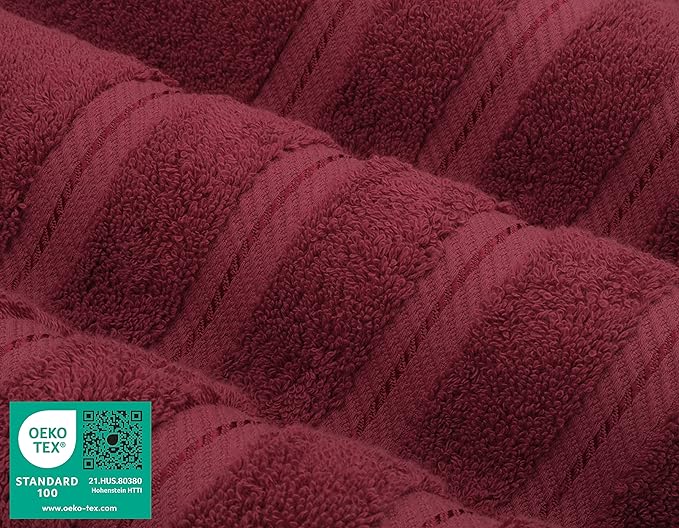 American Soft Linen Luxury 6 Piece Towel Set, 2 Bath Towels 2 Hand Towel 2 Washcloths, 600 GSM 100% Cotton Turkish Towels for Bathroom, Bordeaux Red Towel Sets