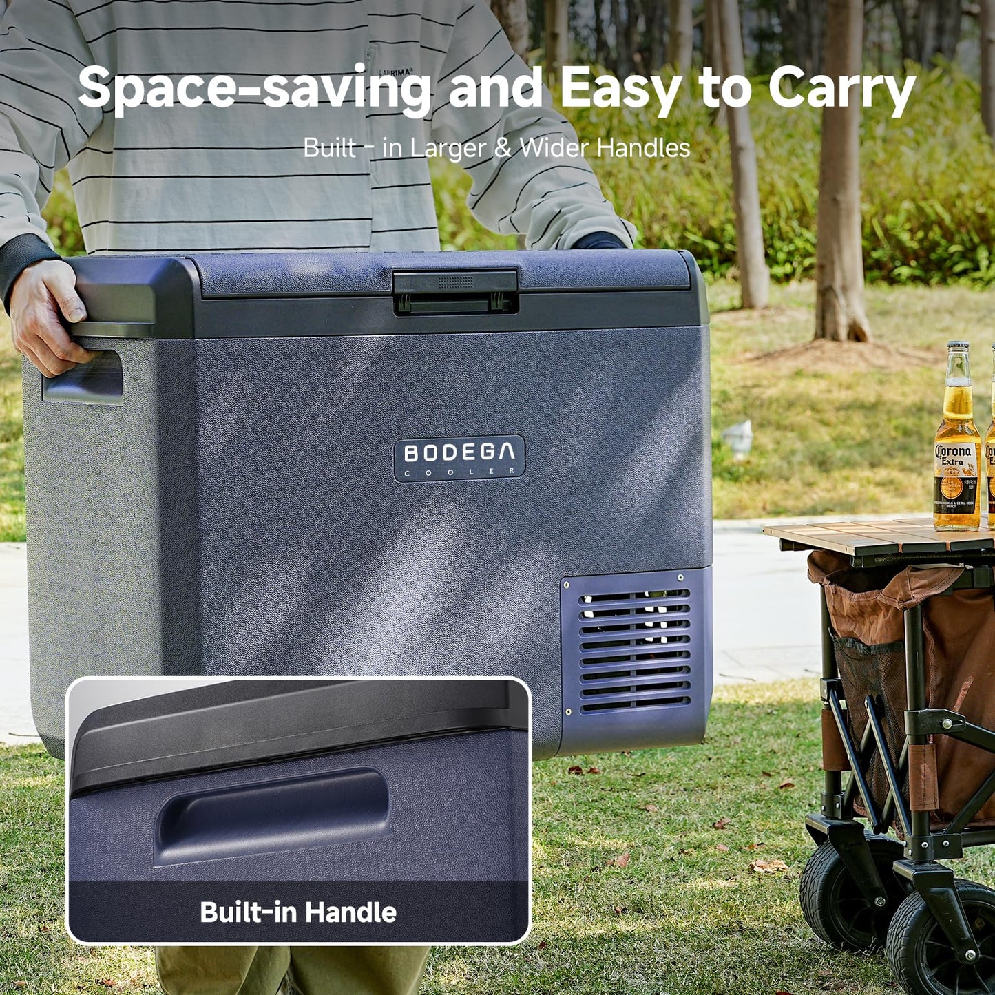 BODEGA 12v Car Refrigerator, 63QT(60L) IPX4 Waterproof Electric Cooler, APP Control Car Fridge with 12/24V DC 110-240V AC, -4℉~68℉, Portable Freezer for Truck Van RV Camping, Travel,Home