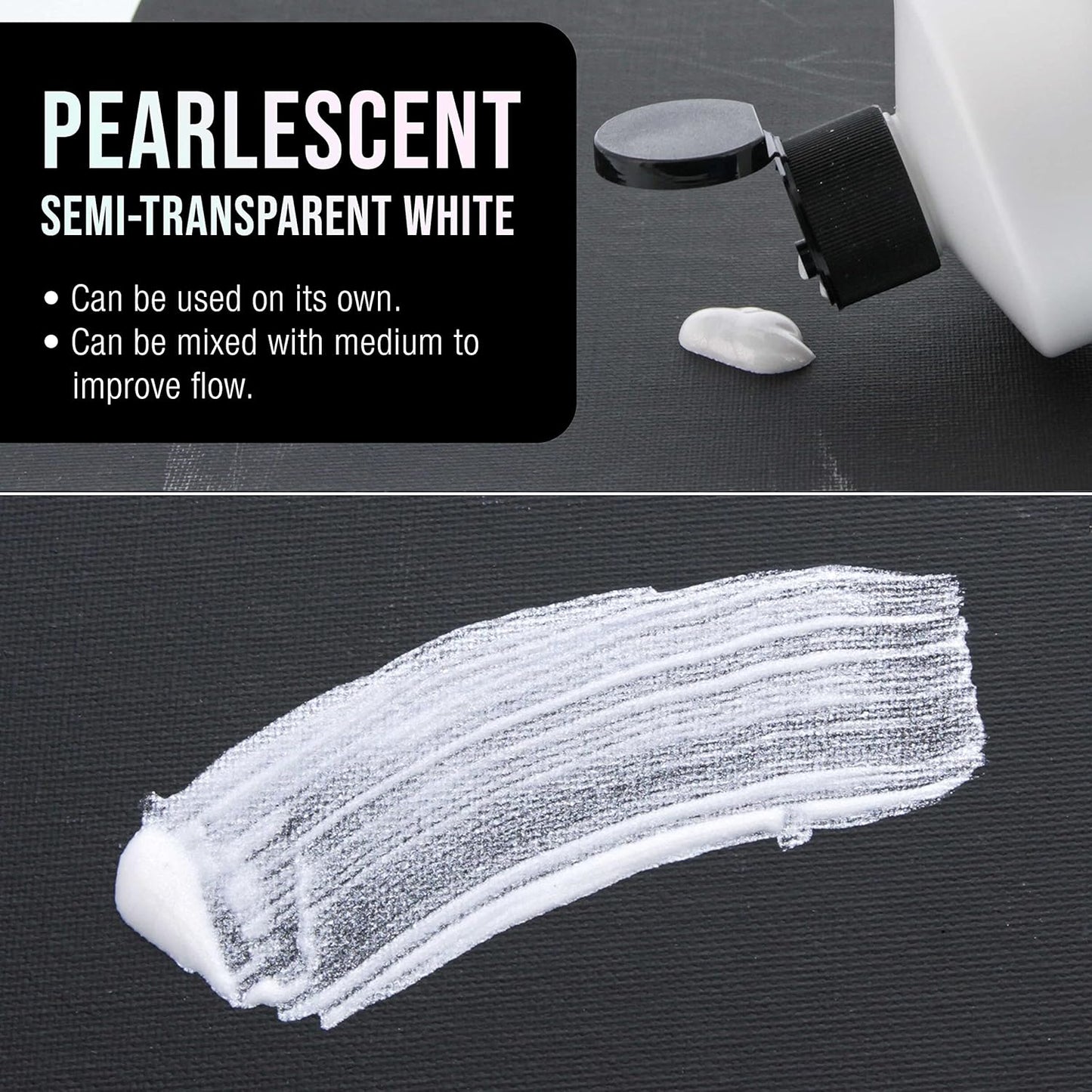 Pouring Masters 8 Oz Acrylic Pearlescent Effects Medium - Creates Pearl Iridescent Metallic Shimmer for Fluid Art & Acrylic Painting
