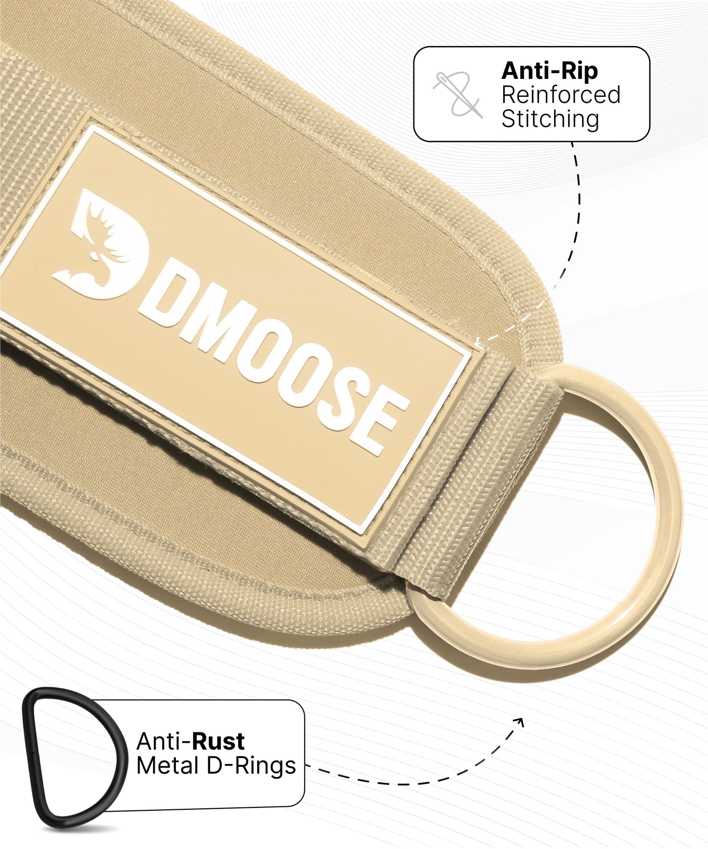 DMoose Fitness Ankle Straps for Cable Machines - One Size Fit Premium Padding, Glute Kickback Ankle Strap for Women & Men, Cable Attachments for Gym & Booty Workouts & Hip Abductors (Beige - Pair)