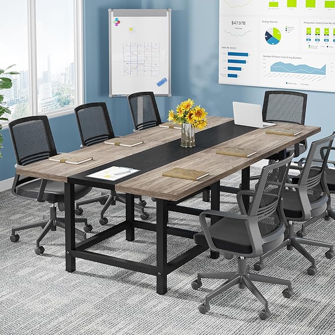 Tribesigns Square 4 People Conference Room Table, Gray 39.4L X 39.4W X 29.52H Inches Small Meeting Room Table for Home Office, (Chair not Included)